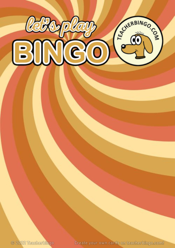 Bingo card with a colorful background